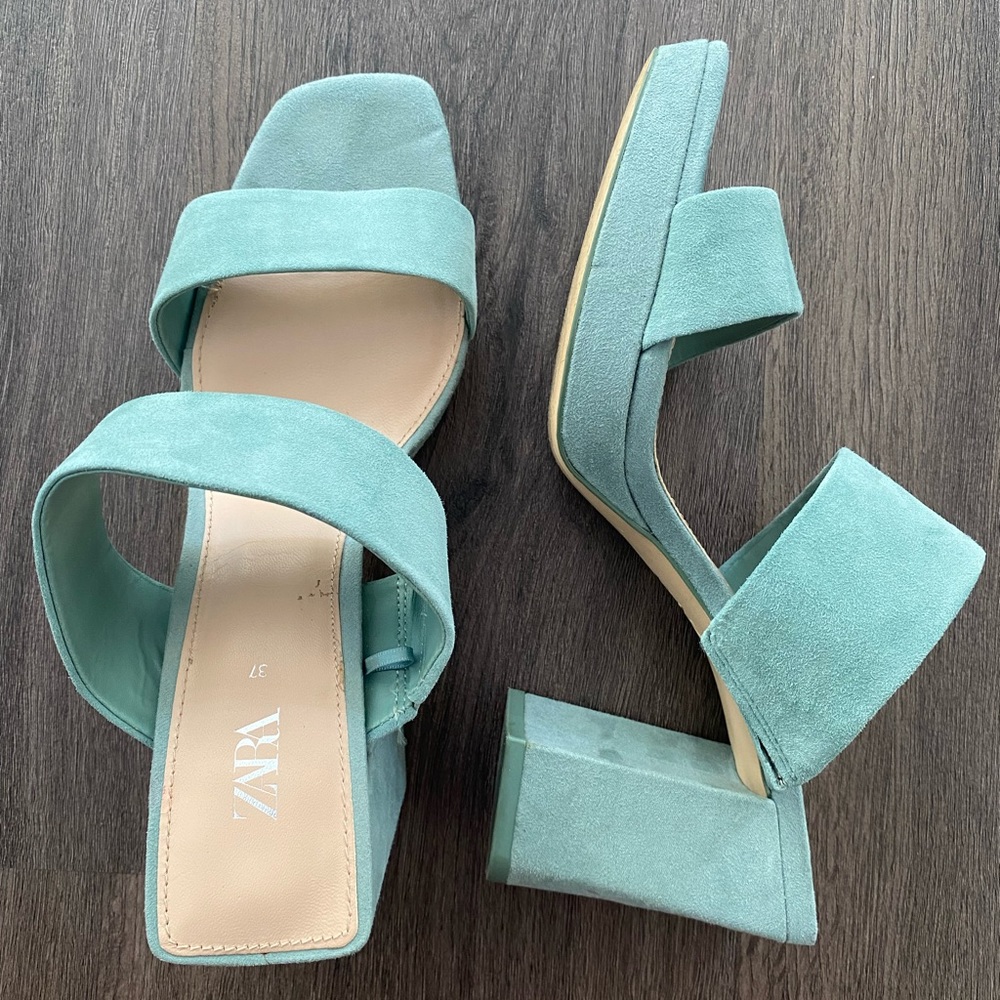 Zara Suede Block Sandals